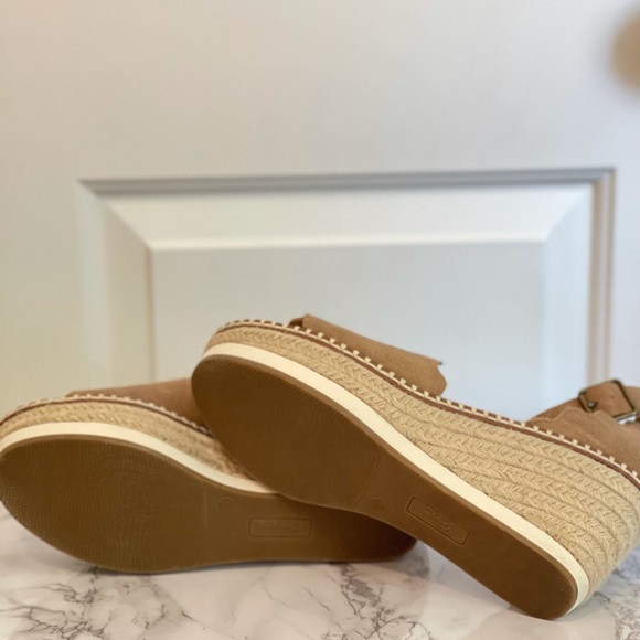 Tan Suede Leather wedge espadrilles - Picture 3 of 5